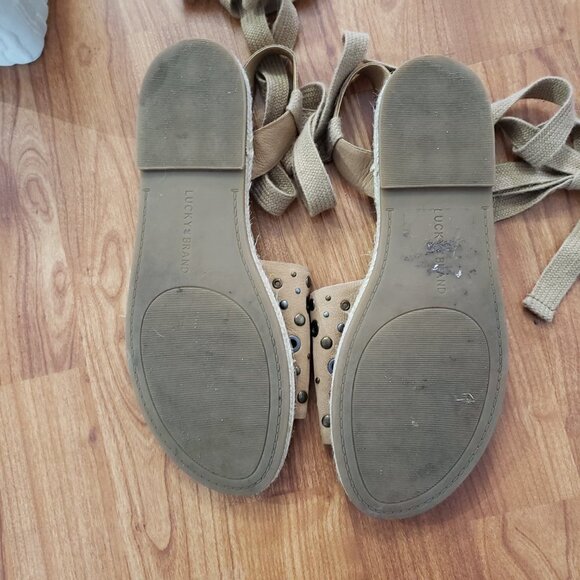 Lucky Brand Daytah2 Lace Up Espadrille Sandals Genuine Nubuk Leather Sz 8.5 - Picture 7 of 11